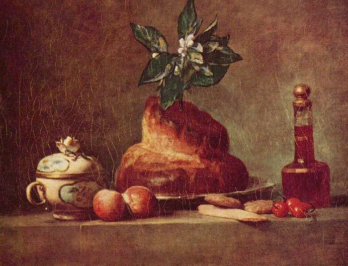 Stilleben mit Brioche, jean-Baptiste-Simeon Chardin